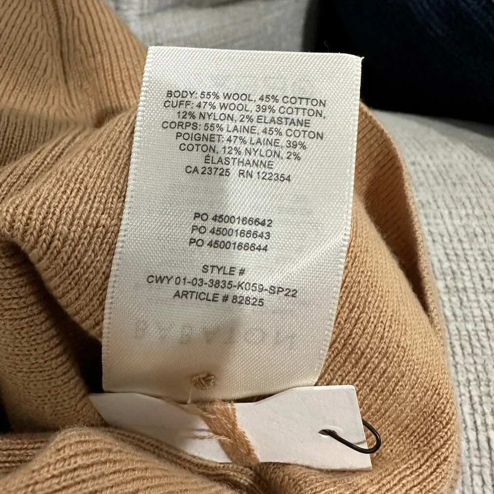ARITZIA BABATON Georgia Cardigan NWT | Wool Cotton Blend in Classic Tan - Size S - Picture 8 of 8